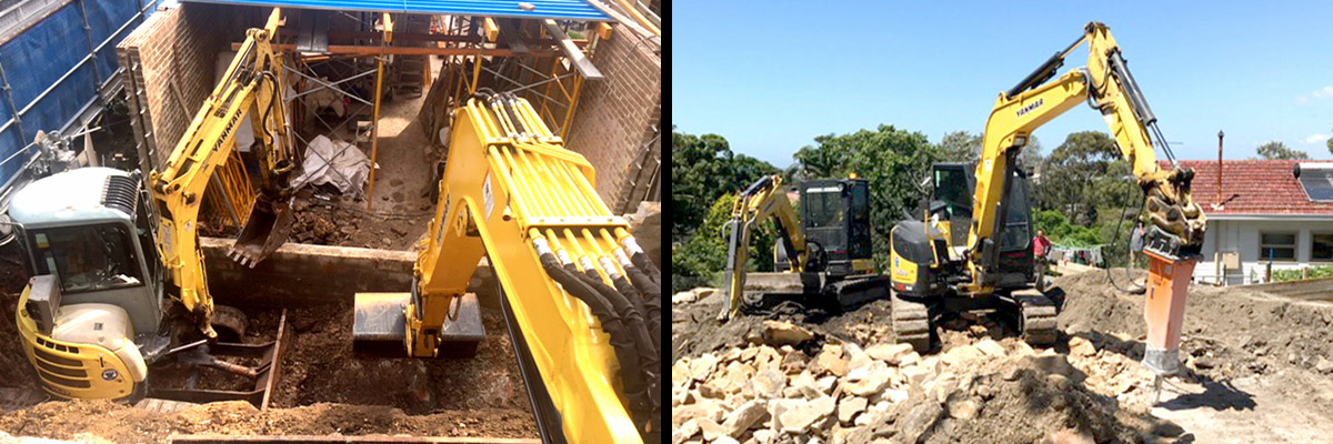 0.8-100T excavators & mini excavator hire sydney